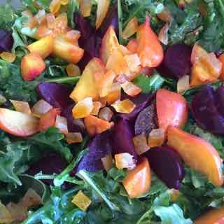 Beet, Persimmon, Arugula Salad in Blood Orange Dressing